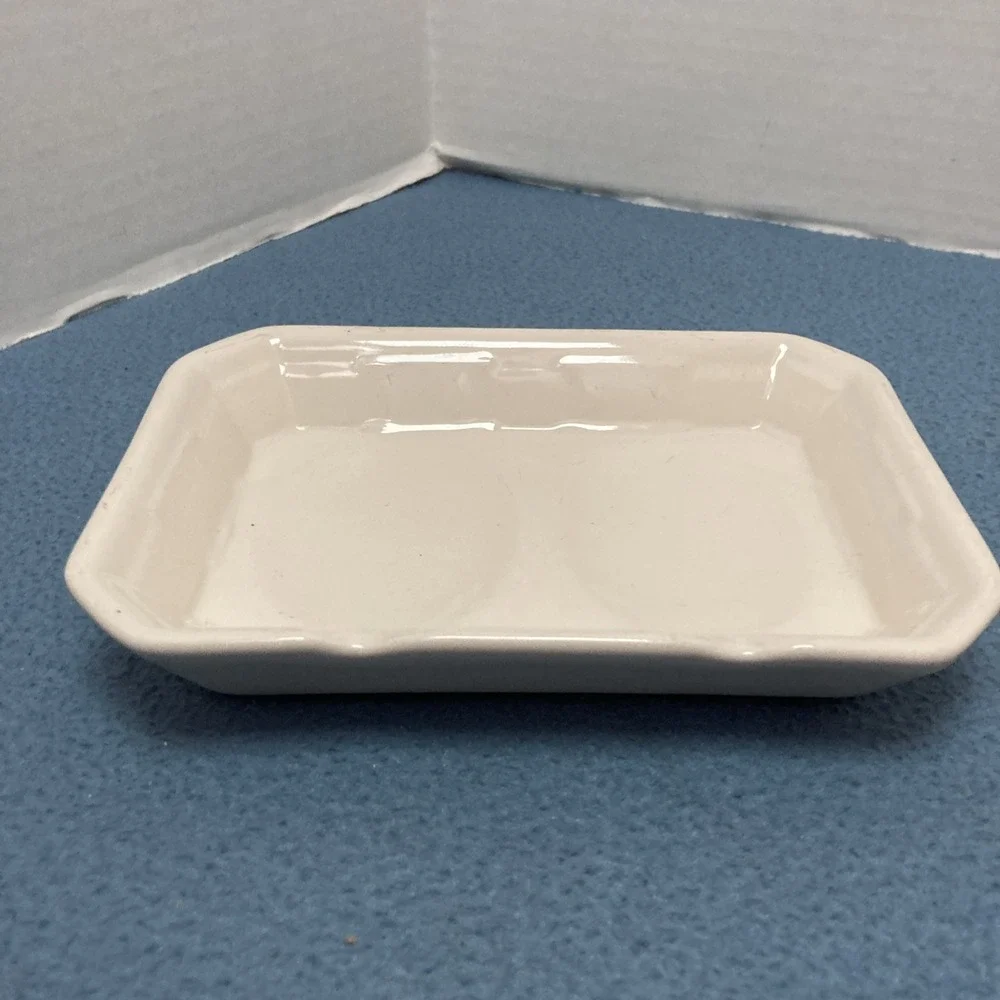 Longaberger Pottery Woven Traditions Ivory Vitrified Double Spoon Rest
